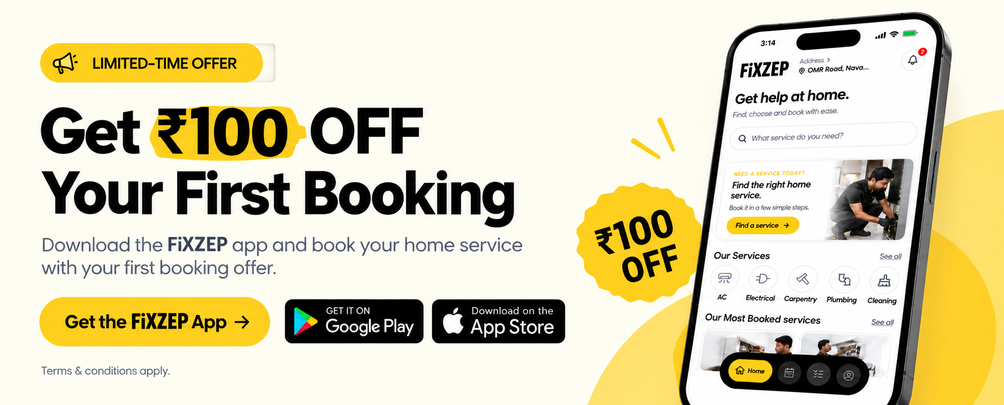 Get ?100 off your first FiXZEP booking
